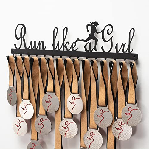 Läuferin Medaillenhaken - Marathon Medaillen Display - Running Like a Girl (Black) Medaillenhaken - Running Medal Display Holder