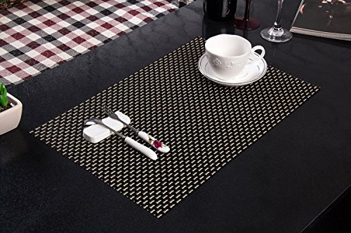 Clest F&H Tischset Platzset 8-8 schwarz und weiß verdicken Platzmatte gewebt aus Kunststoff 45x30 cm(2er Set)
