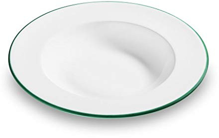 GMUNDNER KERAMIK Suppenteller Gourmet Durchmesser : 24 cm Grüner Rand Geschirr, handgemacht in Österreich