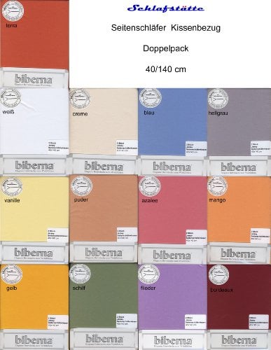 biberna Seitenschläferkissenbezug Kissenbezug 40x145 cm, 2er Set weiß | Jersey Baumwolle | Reißverschluss | weich & bügelleicht | OEKO-TEX Standard 100 | Doppelpack | Modell 0077144