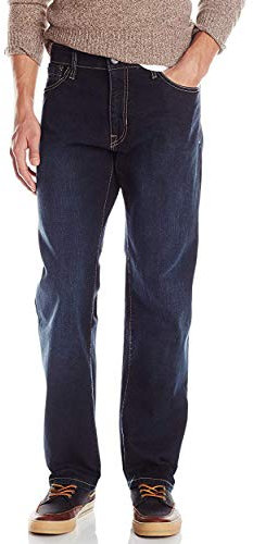 IZOD Herren Comfort Stretch Denim Jeans, Dunkle Tönung, 42W / 32L