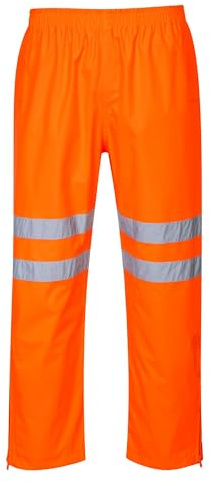 Portwest RT31 Arbeitshose Cargotaschen Reflektierend Reißverschluss Verkehr | Orange, L, EN ISO 20471 Klasse 2, 300D Oxford, Polyester, Schmutzabweisend