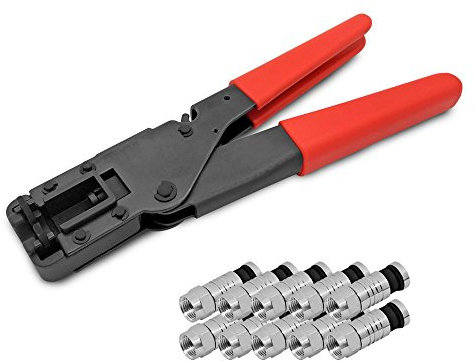 HD Sat Kompressionszange 10 x F Kompressionsstecker 7-7,5 mm Koaxialkabel Kabel Crimp Kompression Zange TV Antennenkabel Koax 4K Pressstecker ARLI