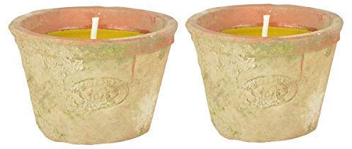 linoows Zwei Zitronella Kerzen im Terrakotta Topf 2 Duft Partylichter, Mückenschreck