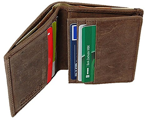 BOCCX Kreditkartenetui Leder Kartenbox Kreditkartenbörse mit Scheinfach 40026 präsentiert von GoBago (Dunkelbraun)