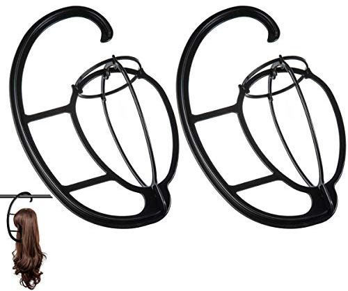 Dreamlover Hanging Wigs Stands for Wigs, Easy to Assemble, Black, 2 Sets | Wig Hanger for Long and Short Wigs, Hang in Shower, Door Handle, Dry Wigs, Portable for Traveling, Save Space, Display Hats