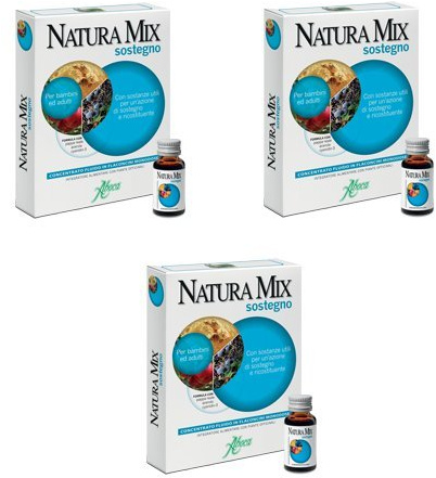 ABOCA - NATURA MIX SOSTEGNO 10 FLACONCINI CONCENTRATO FLUIDO - 3 CONFEZIONI - Con Acerola per un’azione di sostegno e ricostituente. Per bambini ed adulti.