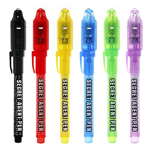 Maleden Spy Pen Stylo espion à encre invisible avec lumière UV, Pour les messages secrets des enfants, Parfait pour les pochettes surprises