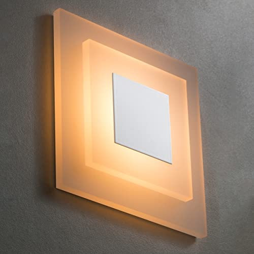 meerkatsysteme 10er SET LED Treppenbeleuchtung Premium SunLED Pyramid 230V 1W Echtes Glas Treppenlicht mit Unterputzdose Treppen-Stufen-Beleuchtung Wandeinbauleuchte (Warmweiß, Alu: Weiß)