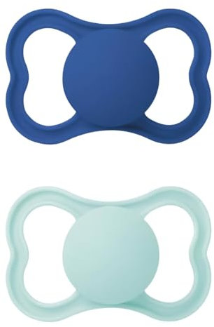 MAM Air Ciuccio in Set da 2, in Silicone Skinsoft con Custodia Porta Succhietto, 16+ Mesi, Azzurro (modelli assortiti)