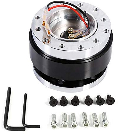 Wheel Hub Adapter Kit, Universal 6 Hole Bolt Ball Steering Wheel Hub Adapter, Quick Release Hub Adapter Snap Off Boss Kit (Black)