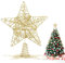 VEYLIN 25cm champagnerfarbenes Pentagramm, Weihnachtsbaum Stern Topper, Christmas Tree Star, Weihnachtsdeko Baumspitze
