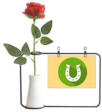 OFFbb-USA Verde redondo herradura Logo Festival Artificial Rose Flower colgante jarrones decoración botella