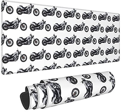 Tapis de Souris Motif de Moto Grand Tapis de Bureau de Conception Tapis de Souris de Jeu avec Base en Caoutchouc antidérapant 30X80 CM
