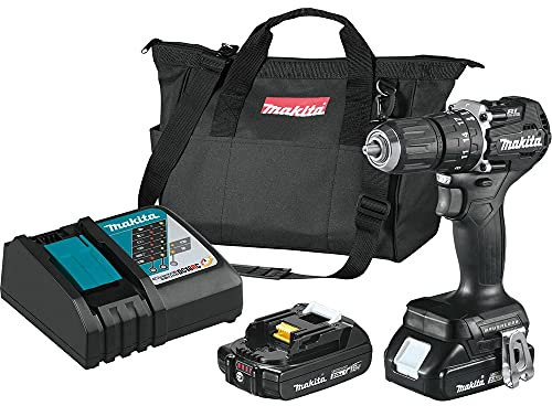 Makita XPH15RB 18V LXT Lithium-Ion Sub-Compact Brushless Cordless 1/2 Hammer Driver-Drill Kit (2.0Ah), Black