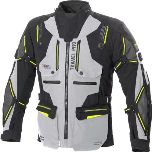 Büse Travel Pro Motorrad Textiljacke, hellgrau/schwarz, 58