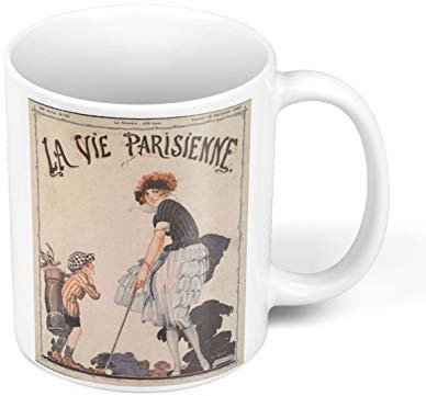 Kaffeetasse aus Keramik, 325 ml, Retro, La Vie Parisienne Magazin, Le Golf, Vintage, Revue Ancienne 1920