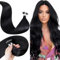 LaaVoo Nano Hair Extensions Real Human Hair Black Nano Beads Hair Extensions 18 Inch Natural Black Invisible Nano Ring Straight Remy Hair 50g 50s #1