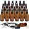 Belle Vous Flacon Spray Vide en Verre Ambré (Lot de 24) 30 ml - Avec Brosse de Nettoyage, Entonnoir, Étiquettes & Stylo - Kit Voyage Flacons Remplissable à Brume Fine pour Huiles et Aromathérapie