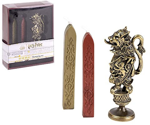 Harry Potter Siegellack-Set, 3-teilig, Wachsstäbchen, Stempel und Siegel, Geschenkidee (Gryffindor)