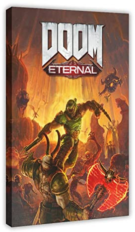 MJKO DOOM Eternal 2 Leinwand-Poster, Wandkunst, Dekoration, Bild, Gemälde für Wohnzimmer, Schlafzimmer, Dekoration, Rahmen-Stil, 60 x 90 cm
