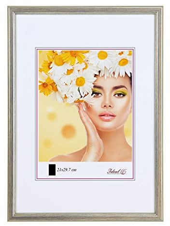 IDEAL TREND EKO Holz Bilderrahmen Foto Rahmen Holzrahmen Wanddeko Collage Poster S236: Farbe: Silber | Format: 13x18