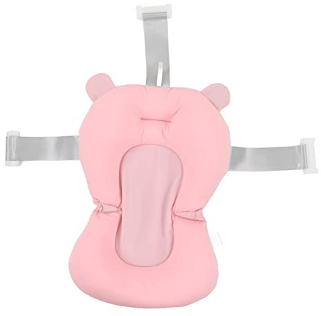 Coussin de Siège de Bain pour bébé, Support de Bain pour bébé Réglable Pliable et Sûr Flottant pour Coussin de Siège de Baignoire pour bébé nouveau-né (Ours rose)