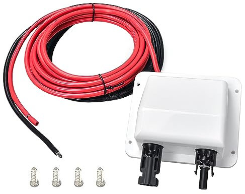 JianHan Solar Entry Gland 10ft Weatherproof ABS Double Cable 10AWG for All Cable Types UV Resistance Dual Cable Entry Housing for Solar Project on Rv,Boat,Camper,Van