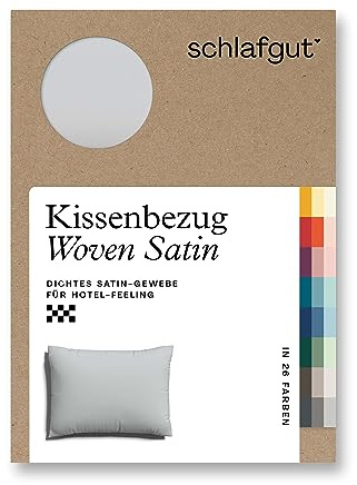 schlafgut Woven Satin Kissenbezug 60x80 cm Grey Light Uni in Premium Hotelqualität, Kopfkissenbezug einzeln mit 100% weicher Baumwolle