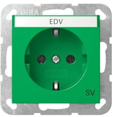 Gira 4457107 SCHUKO-Steckdose, 16A 250V~ mit Beschriftungsfeld, Aufdruck SV, System 55, grün