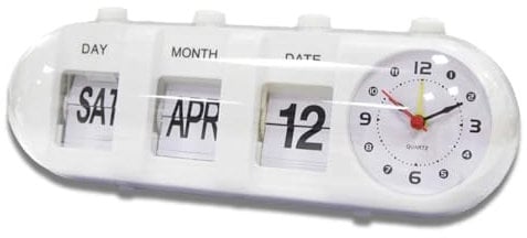 HERCHR Beside Clock With Calendar Display,Perpetual Desk Calendar with Clock,Manual Flip Alarm Digital Alarm Manual Score Board Battery Operated for Living Room