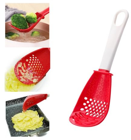 RuishiLinh Multifunctional Cooking Spoon Skimmer Colander Strainer Drainage Cooking Slotted Spoon for Cooking,Egg Separator, Draining, Mashing