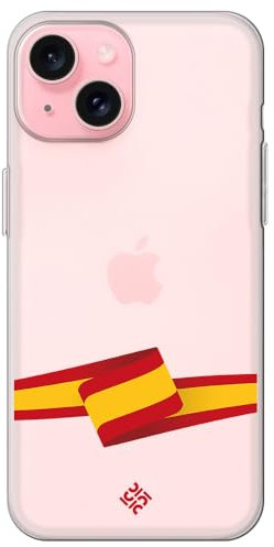 Movilshop Funda para [ iPhone 15 ] Bandera Paises [ Bandera España ] de Silicona Flexible Transparente Carcasa Case Cover Gel para Smartphone.