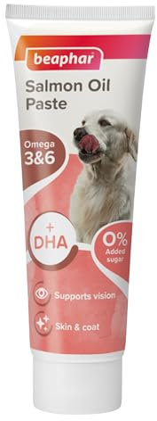 Beaphar | Salmon Oil Paste for Dogs | Promotes Glossy Coat | Supports Vision & Overall Health | Contains Omega 3 & 6 | For Dogs of All Ages | 100g Tube