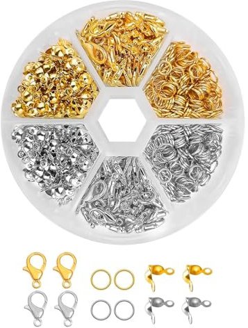 DHWEKU 570 Chiusure Gancetti per Braccialetti, Ganci per Braccialetti fai da te, Chiusura Chiusure per Collane, Accessori per la Creazione di Gioielli, Kit per Gioielli, Oro e Argento