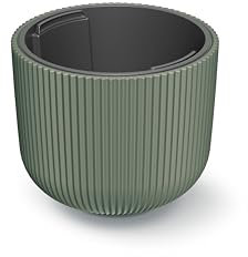 HappyFlower Blumentopf Modell Nr. PRX004 Größe 24 cm Pflanzkübel aus Kunststoff inkl. Einsatz, Runde Form, Übertöpf (Grüne Kiefer, ⌀ 23,9 cm, H 19,7 cm)
