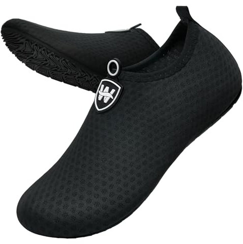 WateLves Badeschuhe Herren Damen Wasserschuhe Strandschuhe Schwimmschuhe Aquaschuhe Schnell Trocknend Barfußschuhe Breathable Surfschuhe Unisex Beach Pool Yoga(Schneeflocke Schwarz 50/51)