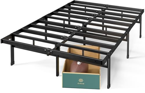 Zinus Justin Bett 140 x 190 cm – Bettgestell 36 cm hoch mit Stauraum unter dem Bett – Plattformbett aus Metall – Schwarz