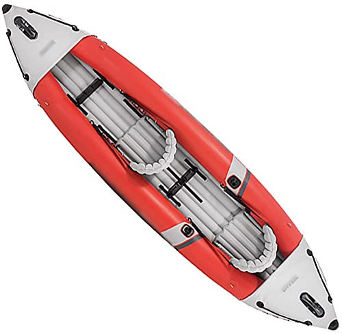 NOALED Kajak-Schlauchboot-Set, Outdoor-Kajak, malerisches Spielboot, 2-Personen-Kanu, Schlauchboot, Gummiboot (Farbe: Rot, Größe: 384 x 97 x 46 cm) (Rot 384 x 97 x 46 cm)