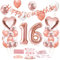 Luftballon 16. Geburtstag Roségold, Geburtstagsdeko 16 Jahr, Ballon 16. Geburtstag, Riesen Folienballon Zahl 16, Happy Birthday Folienballon 16, Ballon 16 Deko zum Geburtstag Frauen