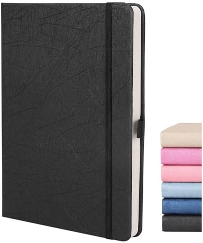 Dotted Journal A5, Dot Journal mit Premium 120GSM Dickem Papier für Hardcover Dotted Notizbuch Veganes Leder, Stifthalter, Innentasche, 160 Dot Pages Dot Grid Journal Notebook
