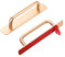 sourcing map 2pcs Adhesive Door Handle 5.8 No Drilling Closet Door Stick on Handle Drawer Pulls Aluminum Alloy for Kitchen Cupboard Window Sliding Closet Door, Gold Tone