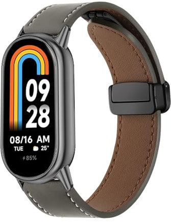 SeNool PU Lederarmband Kompatibel mit Xiaomi Smart Band 10 / Band 9 / Band8, Magnetischer Magnetverschluss Männer und Frauen Leder Ersatzarmband Uhrenarmbänder für Xiaomi Mi Band 10/9/8 - Grün