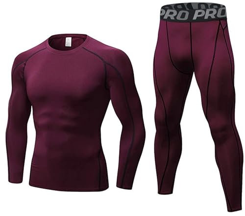 BEGIANT Kompressionsanzug Herren Trainingsanzug Atmungsaktive Langarm Kompressionsshirt Lange Kompressionshose Schnelltrocknende Funktionswäsche Sportswear Laufanzug Männer Fitness Gym Sport Set