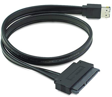 cablecc Câble USB 2.0 double alimentation 12 V et 5 V eSATAp ESATA vers SATA 22 broches pour disque dur 2,5 3,5 50 cm