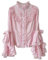 Cuteighteen Lolita Chemisier victorien à manches longues pour femme, chemise gothique Renaissance vintage en dentelle à volants, rose, Taille M