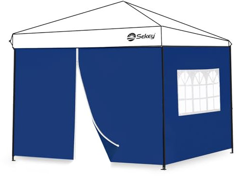 Sekey 2 Paneles Laterales para Carpa de 3 x 3 m, Resistente al Agua para Carpa, Carpa de Fiesta, 1 Ventana, 1 Cremallera, Azul Marino
