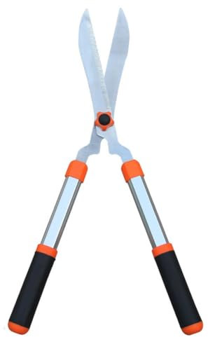 Taille-haie professionnel réglable, cisaille à gazon, sécateur manuel, manche télescopique allongé avec lames en acier ondulé, pression des lames réglable, for la taille du jardin(Straight)