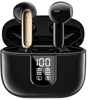 Irosiy Komfortable, ergonomische Earbuds mit ENC für klare Anrufe und hochwertigen Sound – 36+ Stunden Akkulaufzeit (schwarz)