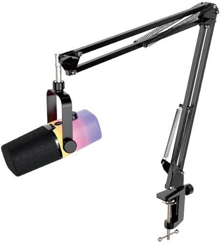 zealsound USB Mikrofon mit Arm, RGB Gaming-Mikrofon für PC, Handy PS5, Laptop,Tablet, Kondensatormikrofon mit Rauschunterdrückung, Stumm, Gain-Regler für Streaming, Podcasting, ASMR,Gesangsaufnahmen